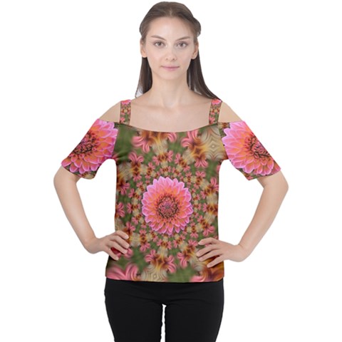 Arrangement Blossom Bloom Cutout Shoulder Tee by Wegoenart