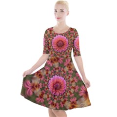 Arrangement Blossom Bloom Quarter Sleeve A-line Dress