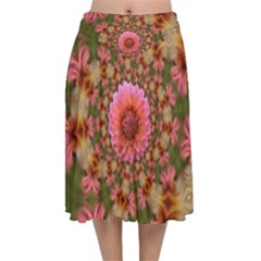 Arrangement Blossom Bloom Velvet Flared Midi Skirt