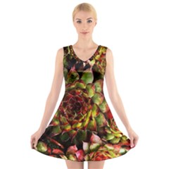 Plant Succulents Succulent V-neck Sleeveless Dress by Wegoenart