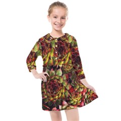 Plant Succulents Succulent Kids  Quarter Sleeve Shirt Dress by Wegoenart