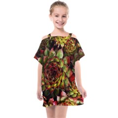 Plant Succulents Succulent Kids  One Piece Chiffon Dress by Wegoenart