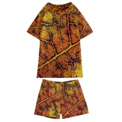 Autumn Leaves Forest Fall Color Kids  Swim Tee And Shorts Set by Wegoenart