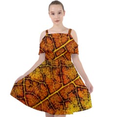 Autumn Leaves Forest Fall Color Cut Out Shoulders Chiffon Dress