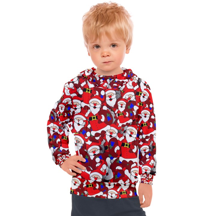 Nicholas Santa Christmas Pattern Kids  Hooded Pullover