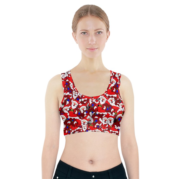 Nicholas Santa Christmas Pattern Sports Bra With Pocket