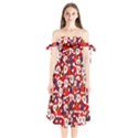 Nicholas Santa Christmas Pattern Shoulder Tie Bardot Midi Dress View1