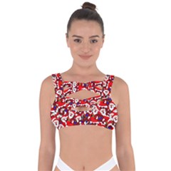 Nicholas Santa Christmas Pattern Bandaged Up Bikini Top