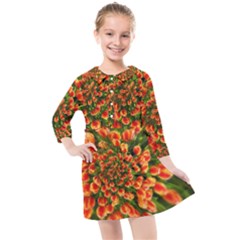 Tulips Arrangement Many Blossom Kids  Quarter Sleeve Shirt Dress