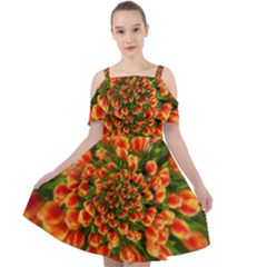 Tulips Arrangement Many Blossom Cut Out Shoulders Chiffon Dress