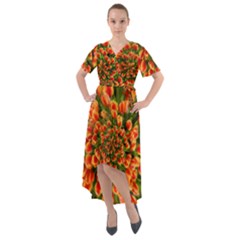 Tulips Arrangement Many Blossom Front Wrap High Low Dress