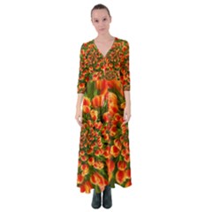 Tulips Arrangement Many Blossom Button Up Maxi Dress