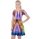 Abstract Pattern Color Colorful Cap Sleeve Velour Dress  View1