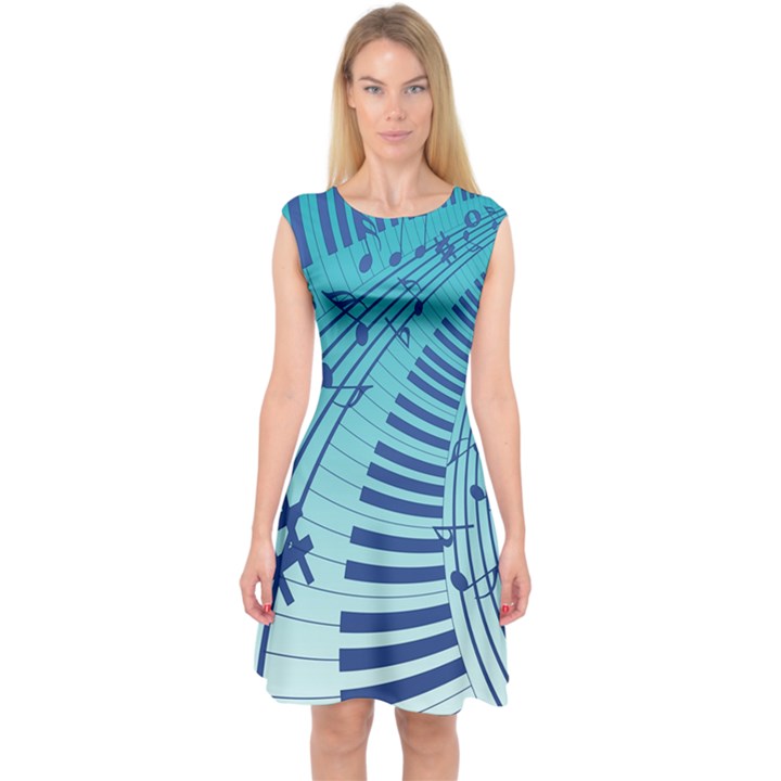 Music Piano Treble Clef Clef Capsleeve Midi Dress