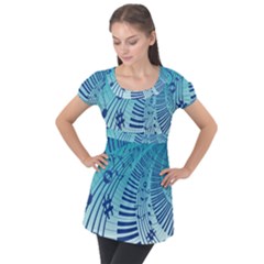 Music Piano Treble Clef Clef Puff Sleeve Tunic Top by Wegoenart