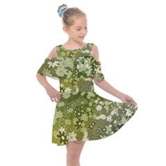 Flowers Abstract Background Kids  Shoulder Cutout Chiffon Dress by Wegoenart