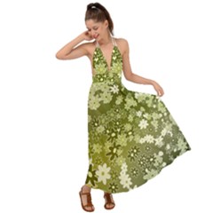 Flowers Abstract Background Backless Maxi Beach Dress