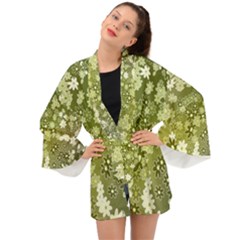 Flowers Abstract Background Long Sleeve Kimono