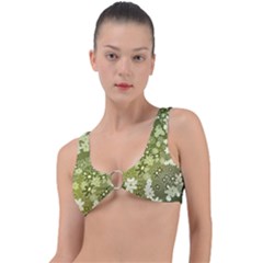 Flowers Abstract Background Ring Detail Bikini Top