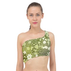 Flowers Abstract Background Spliced Up Bikini Top 