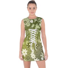 Flowers Abstract Background Lace Up Front Bodycon Dress