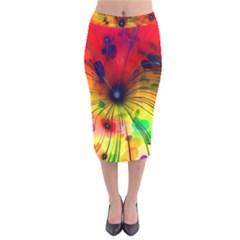 Color Background Structure Lines Velvet Midi Pencil Skirt by Wegoenart