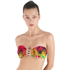 Color Background Structure Lines Twist Bandeau Bikini Top