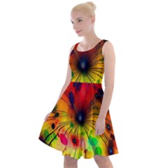 Color Background Structure Lines Knee Length Skater Dress by Wegoenart