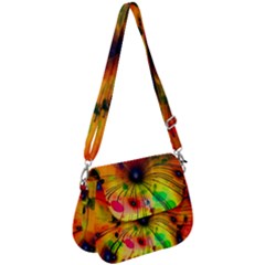 Color Background Structure Lines Saddle Handbag