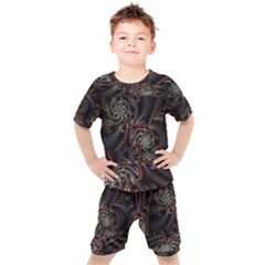 Geometry Mathematics Fractals 3d Kids  Tee And Shorts Set by Wegoenart