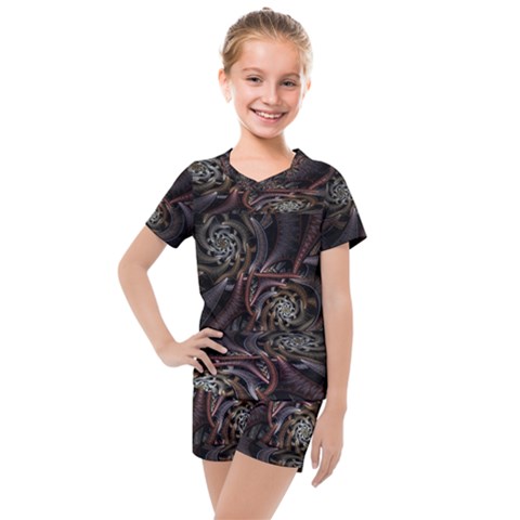 Geometry Mathematics Fractals 3d Kids  Mesh Tee And Shorts Set by Wegoenart