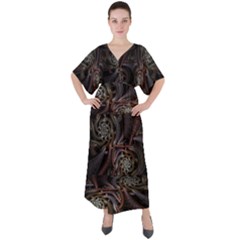 Geometry Mathematics Fractals 3d V-neck Boho Style Maxi Dress