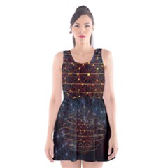 Network Abstract Connection Scoop Neck Skater Dress by Wegoenart