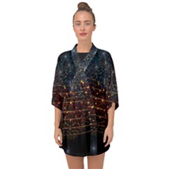 Network Abstract Connection Half Sleeve Chiffon Kimono by Wegoenart