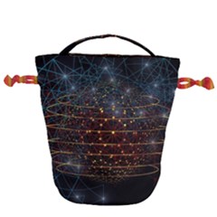 Network Abstract Connection Drawstring Bucket Bag by Wegoenart