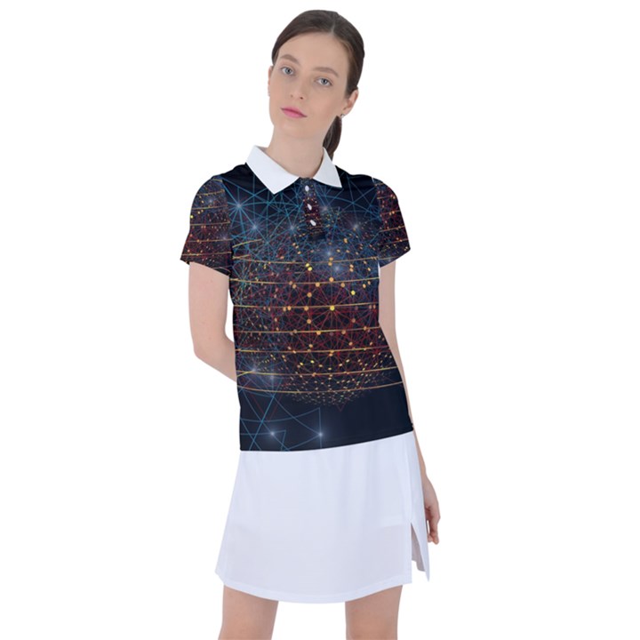 Network Abstract Connection Women s Polo Tee