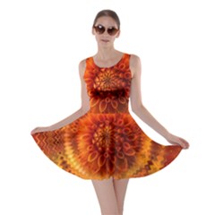 Abstract Dahlia Orange Autumn Skater Dress by Wegoenart