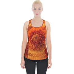 Abstract Dahlia Orange Autumn Piece Up Tank Top by Wegoenart