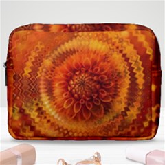 Abstract Dahlia Orange Autumn Make Up Pouch (large) by Wegoenart