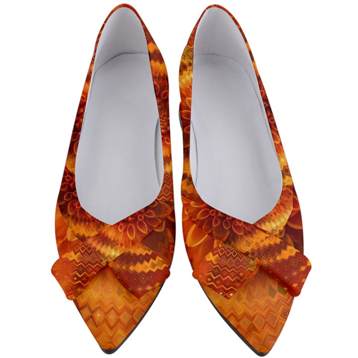 Abstract Dahlia Orange Autumn Women s Bow Heels