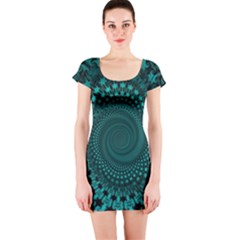 Spiral Abstract Pattern Background Short Sleeve Bodycon Dress by Wegoenart