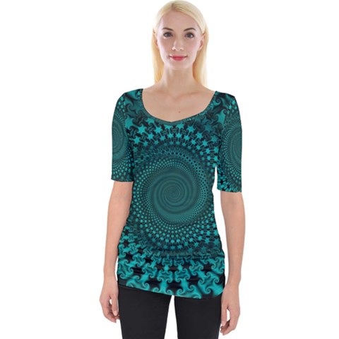 Spiral Abstract Pattern Background Wide Neckline Tee by Wegoenart