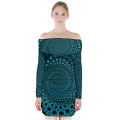 Spiral Abstract Pattern Background Long Sleeve Off Shoulder Dress by Wegoenart