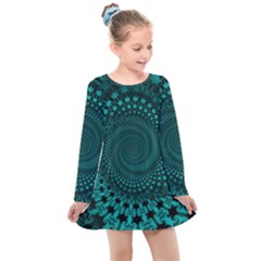 Spiral Abstract Pattern Background Kids  Long Sleeve Dress by Wegoenart