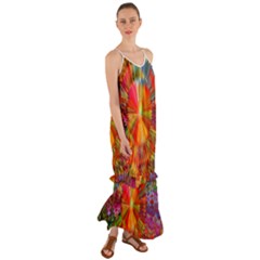 Kaleidoscope Mandala Color Cami Maxi Ruffle Chiffon Dress by Wegoenart