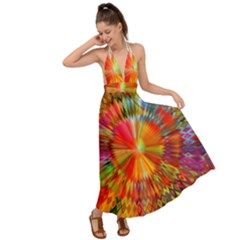 Kaleidoscope Mandala Color Backless Maxi Beach Dress