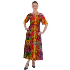 Kaleidoscope Mandala Color Shoulder Straps Boho Maxi Dress 