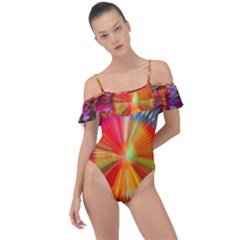 Kaleidoscope Mandala Color Frill Detail One Piece Swimsuit by Wegoenart