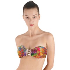 Kaleidoscope Mandala Color Twist Bandeau Bikini Top by Wegoenart