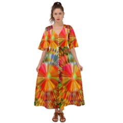 Kaleidoscope Mandala Color Kimono Sleeve Boho Dress